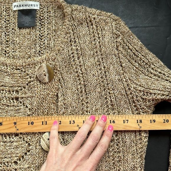 Parkhurst Women’s Medium Cardigan Sweater Jacket Tan Brown Neutral Artsy Boho - Picture 9 of 10